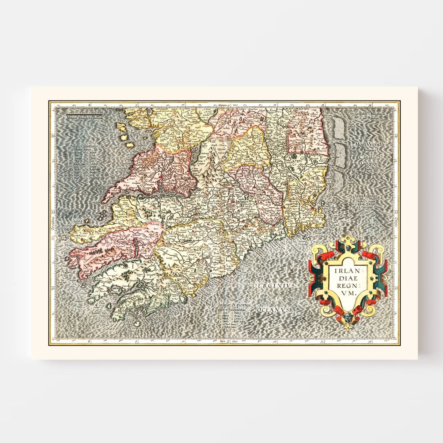 Vintage Map of the Kingdom of Ireland, 1623