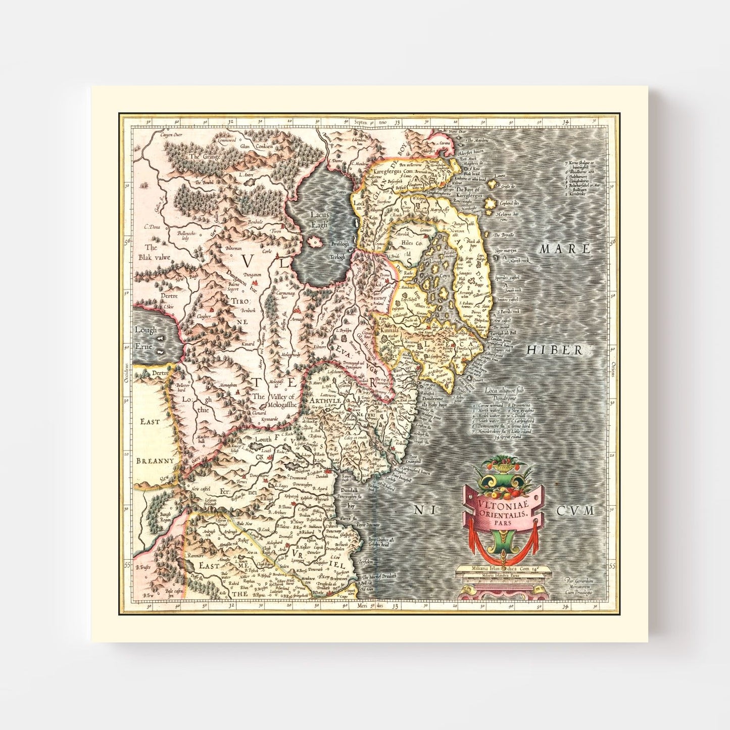 Vintage Map of Ulster, Ireland, 1623