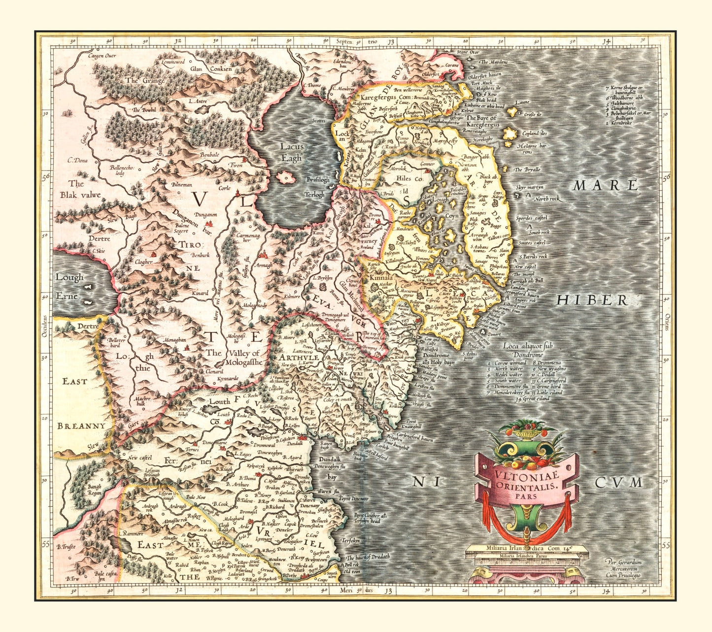 Vintage Map of Ulster, Ireland, 1623