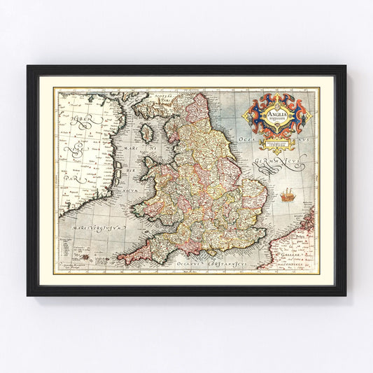 Vintage map of England, 1623