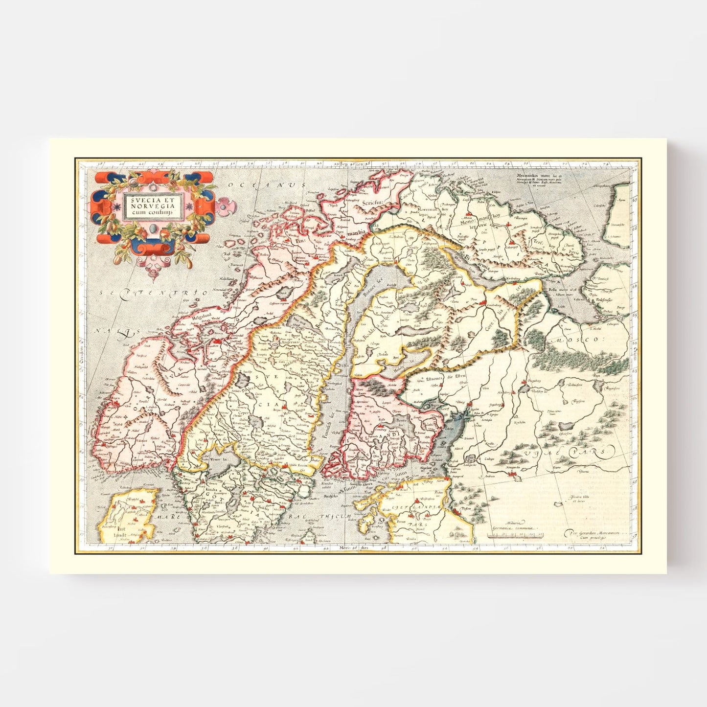 Vintage Map of Norway, Sweden & Finland, 1623