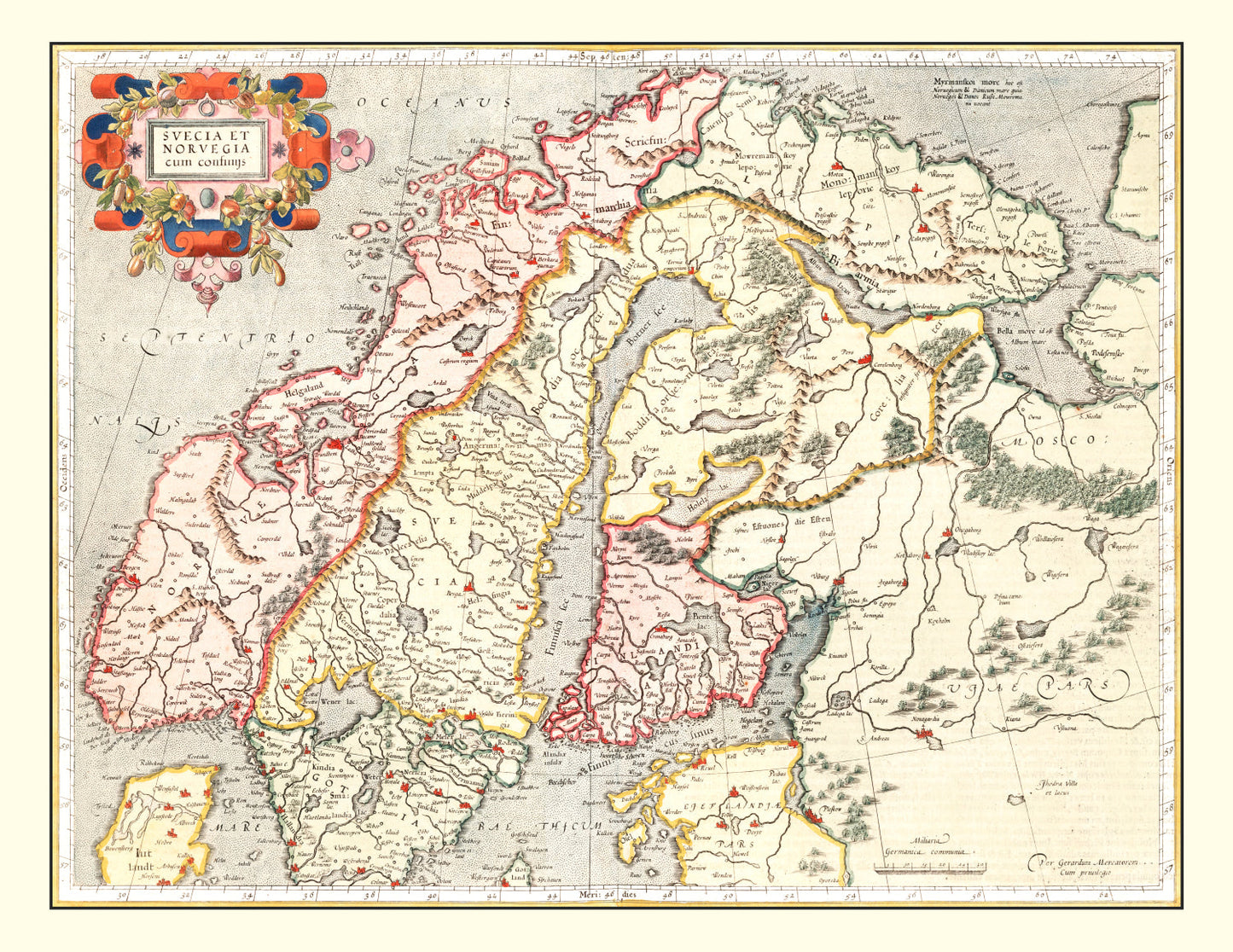 Vintage Map of Norway, Sweden & Finland, 1623
