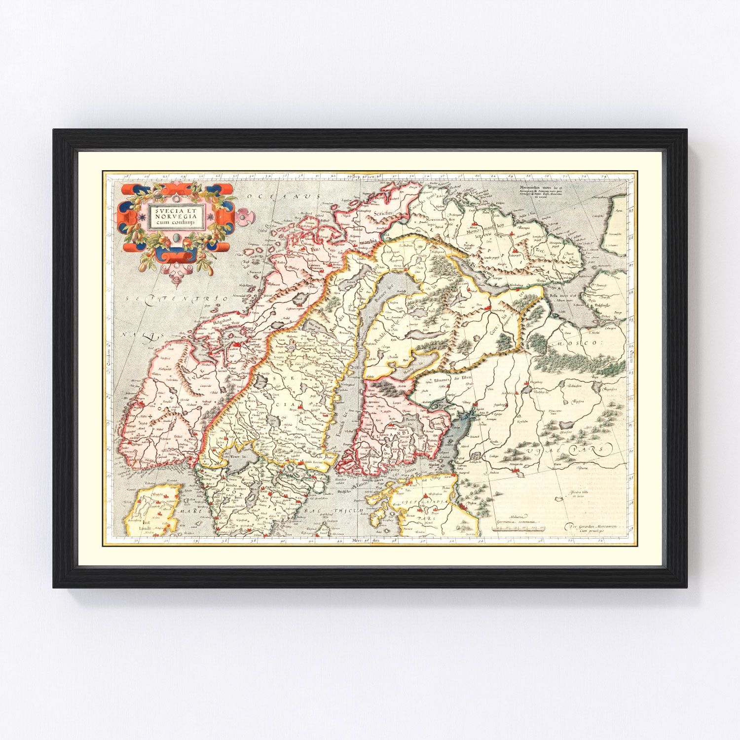 vintage map of Norway, Sweden and Finland, 1623