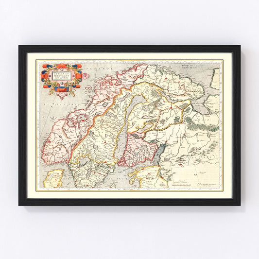 vintage map of Norway, Sweden and Finland, 1623