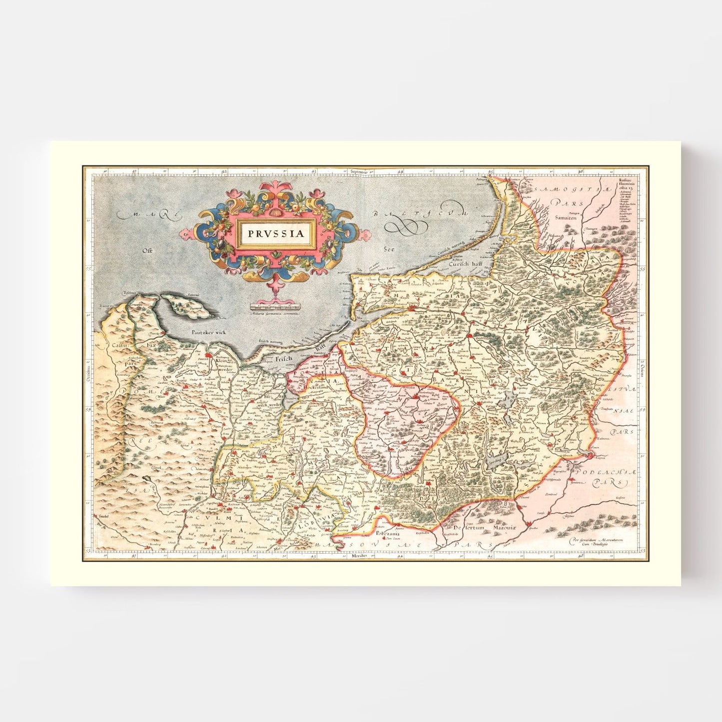 Vintage Map of Prussia, 1623