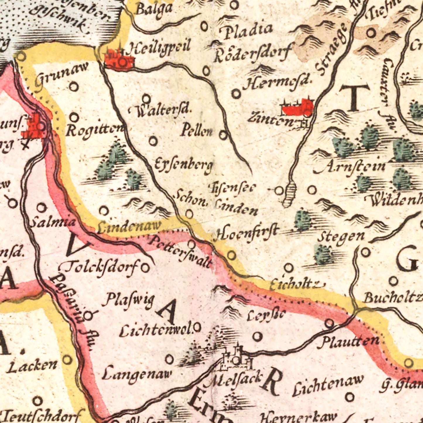 Vintage Map of Prussia, 1623