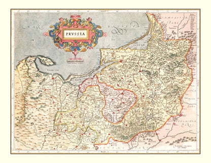 Vintage Map of Prussia, 1623