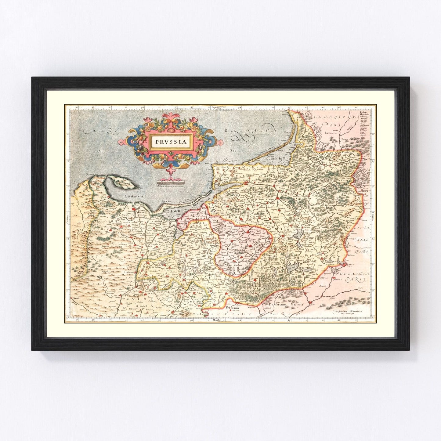 vintage map of Prussia, 1623