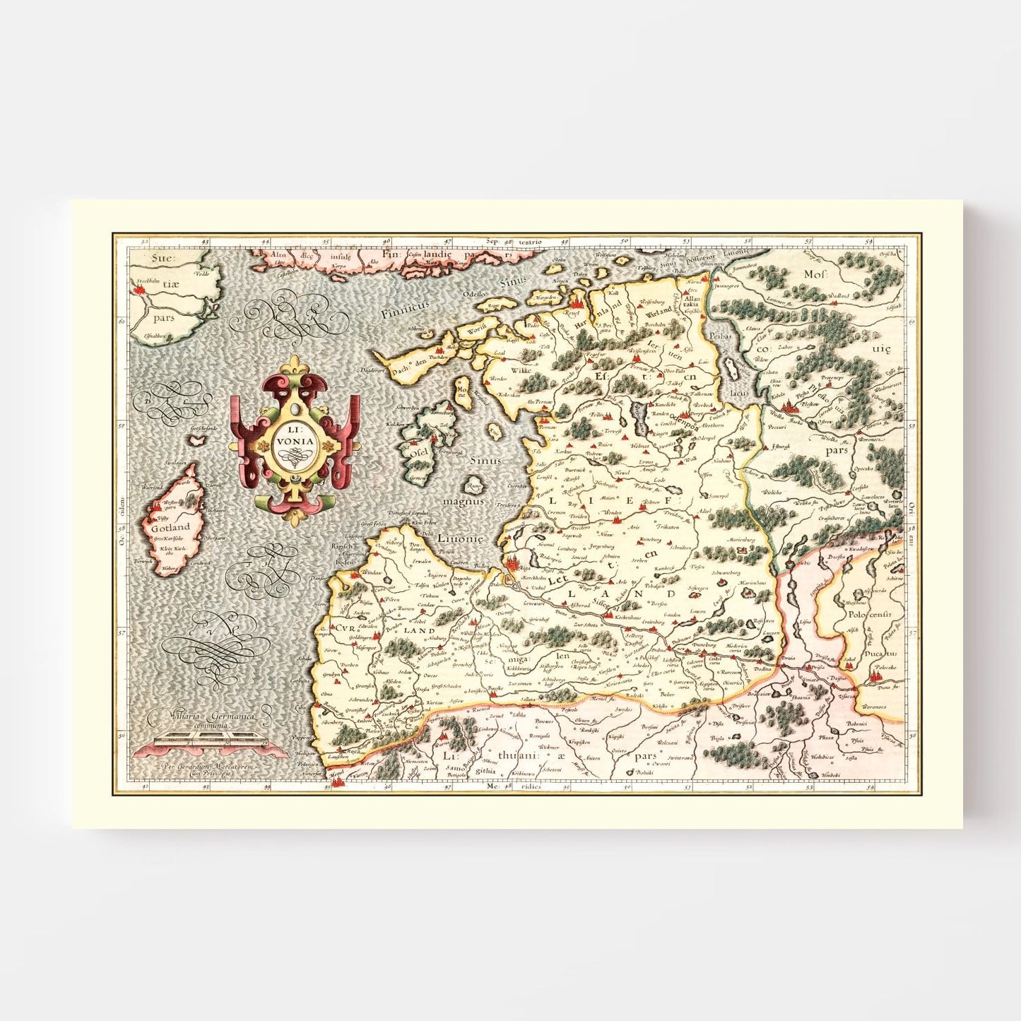 Vintage Map of Latvia, 1623