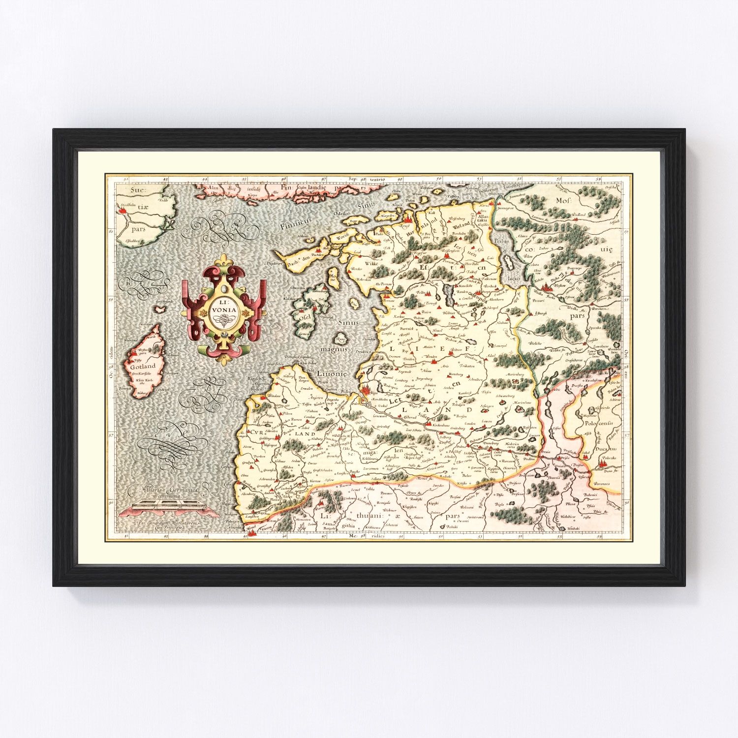 Vintage map of Latvia, 1623