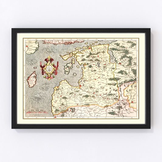 Vintage map of Latvia, 1623