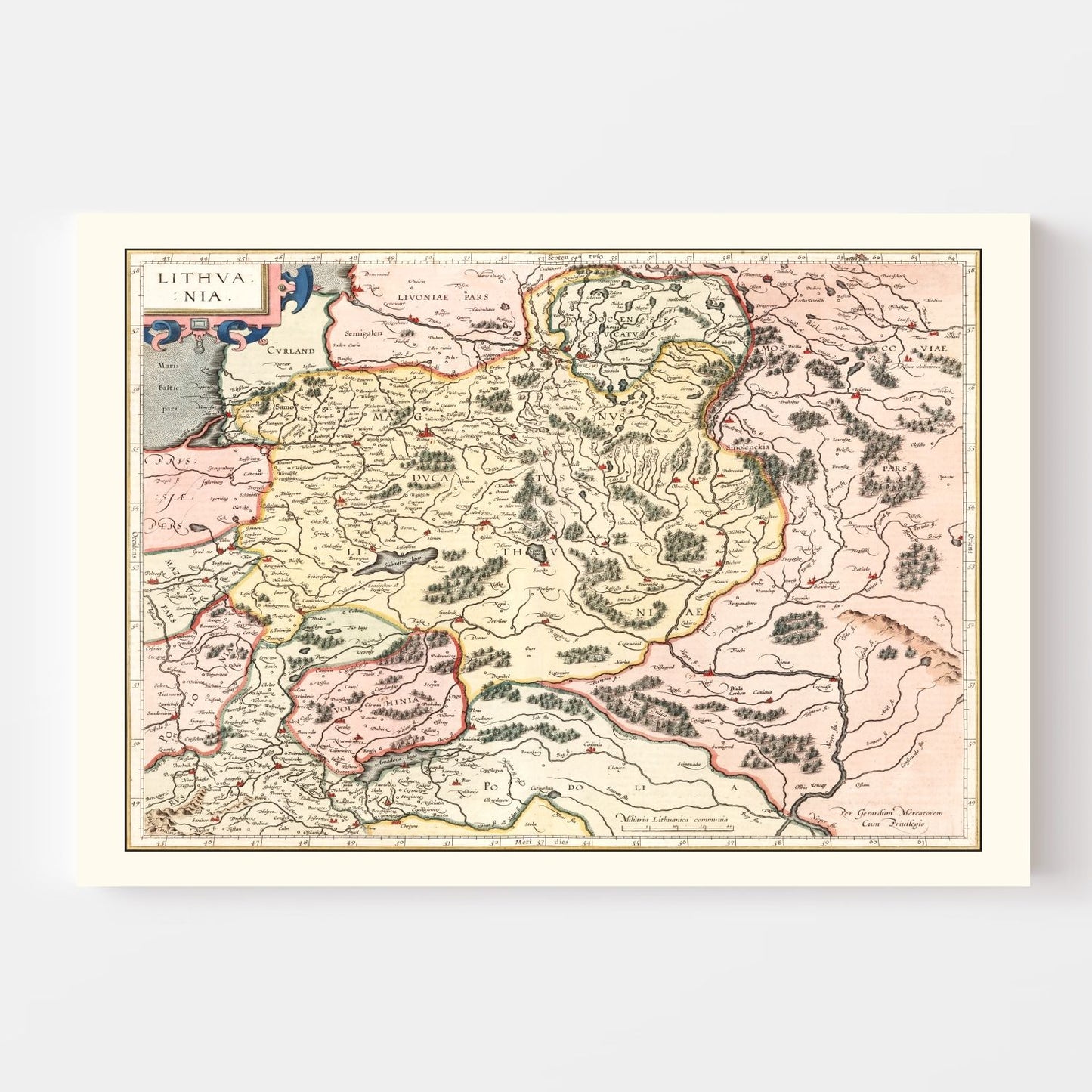 Vintage Map of Lithuania, 1623