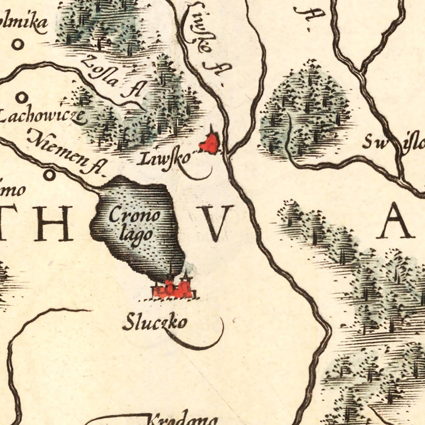 Vintage Map of Lithuania, 1623