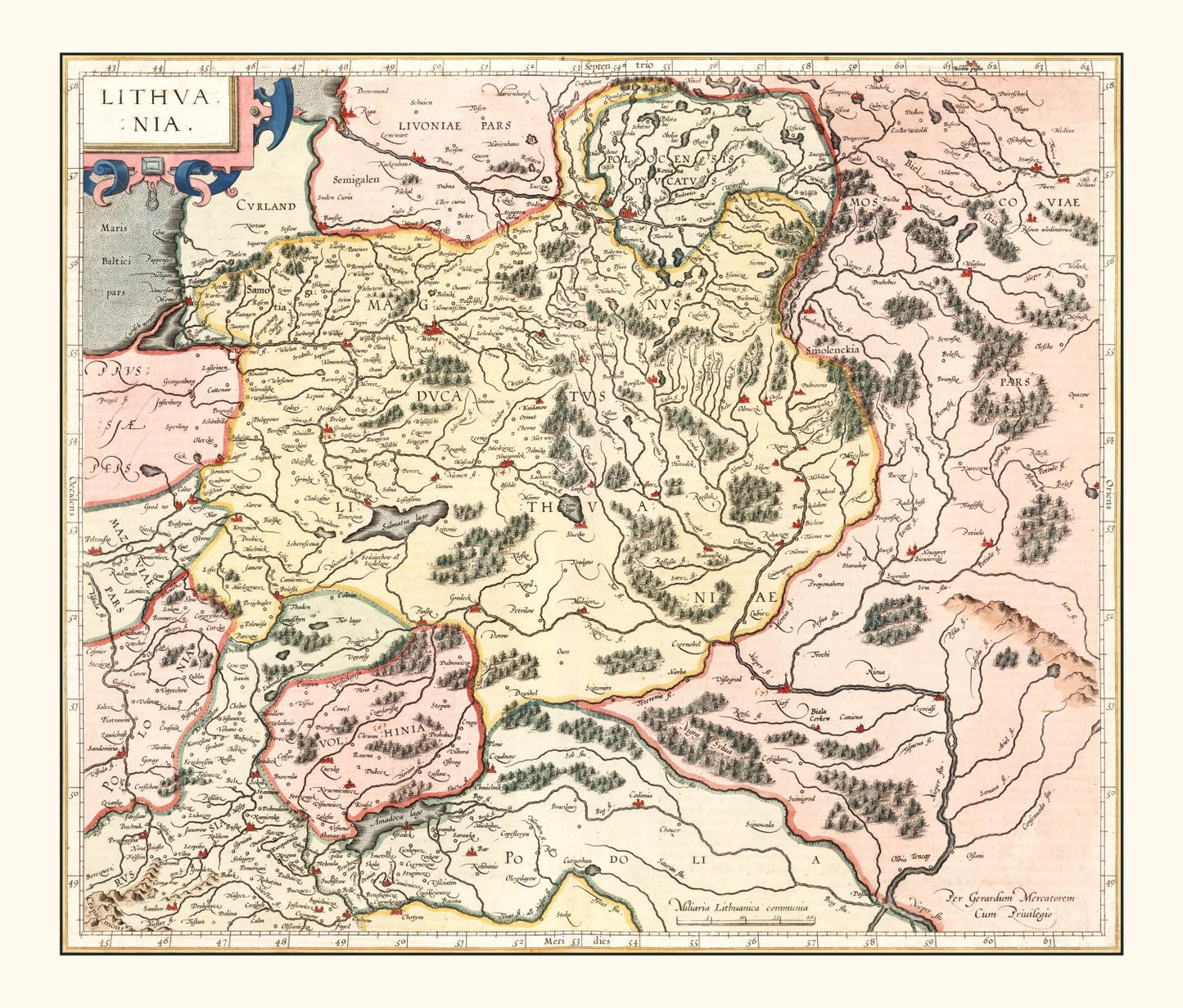 Vintage Map of Lithuania, 1623