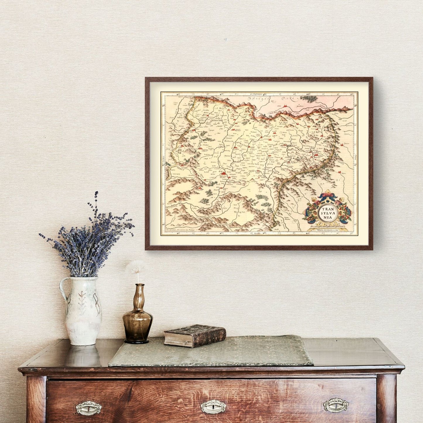 Vintage Map of Transylvania, Romania, 1623