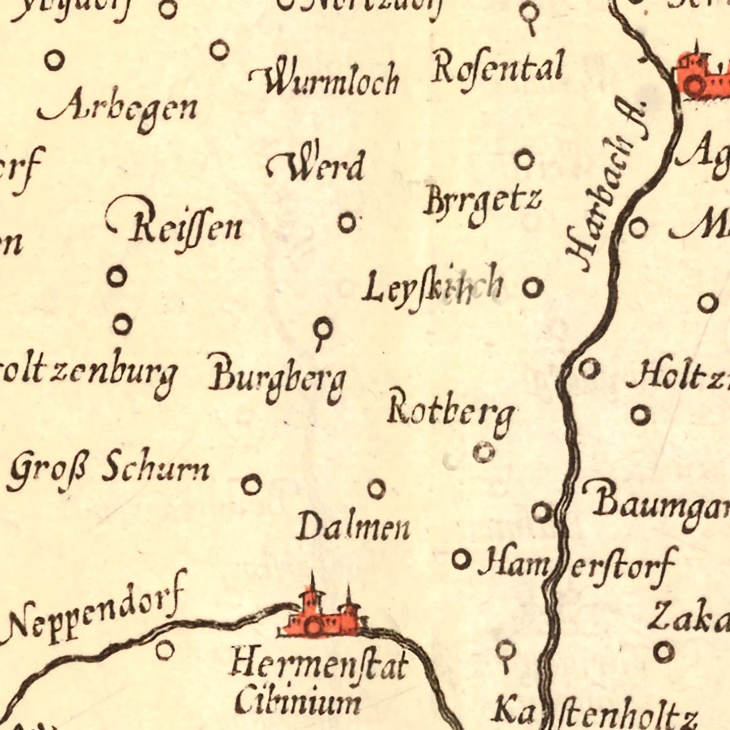 Vintage Map of Transylvania, Romania, 1623