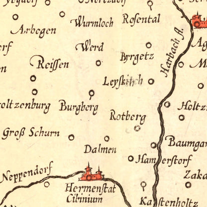 Vintage Map of Transylvania, Romania, 1623