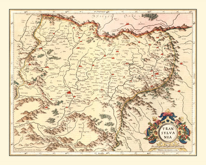 Vintage Map of Transylvania, Romania, 1623