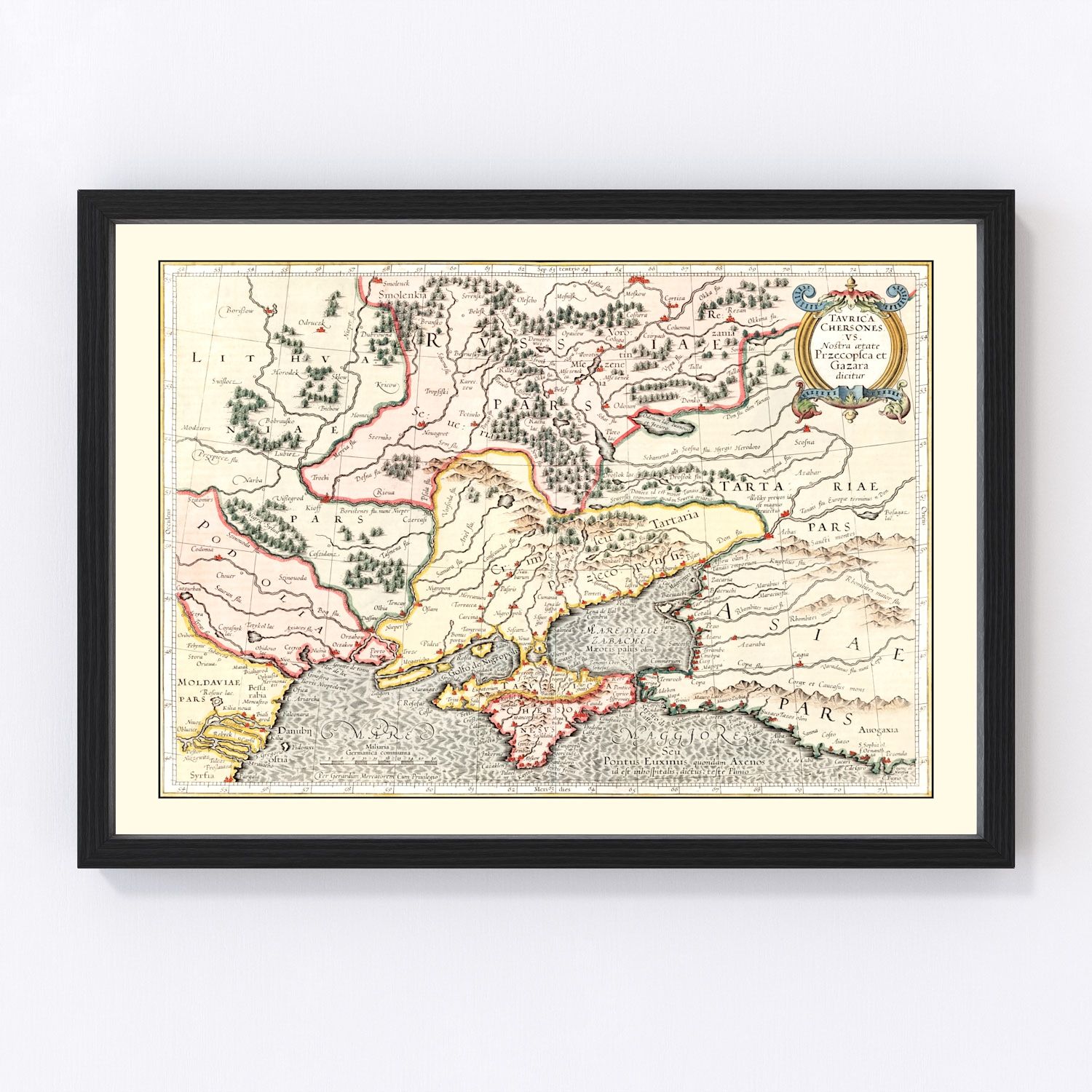 Vintage map of Ukraine and Russia, 1623