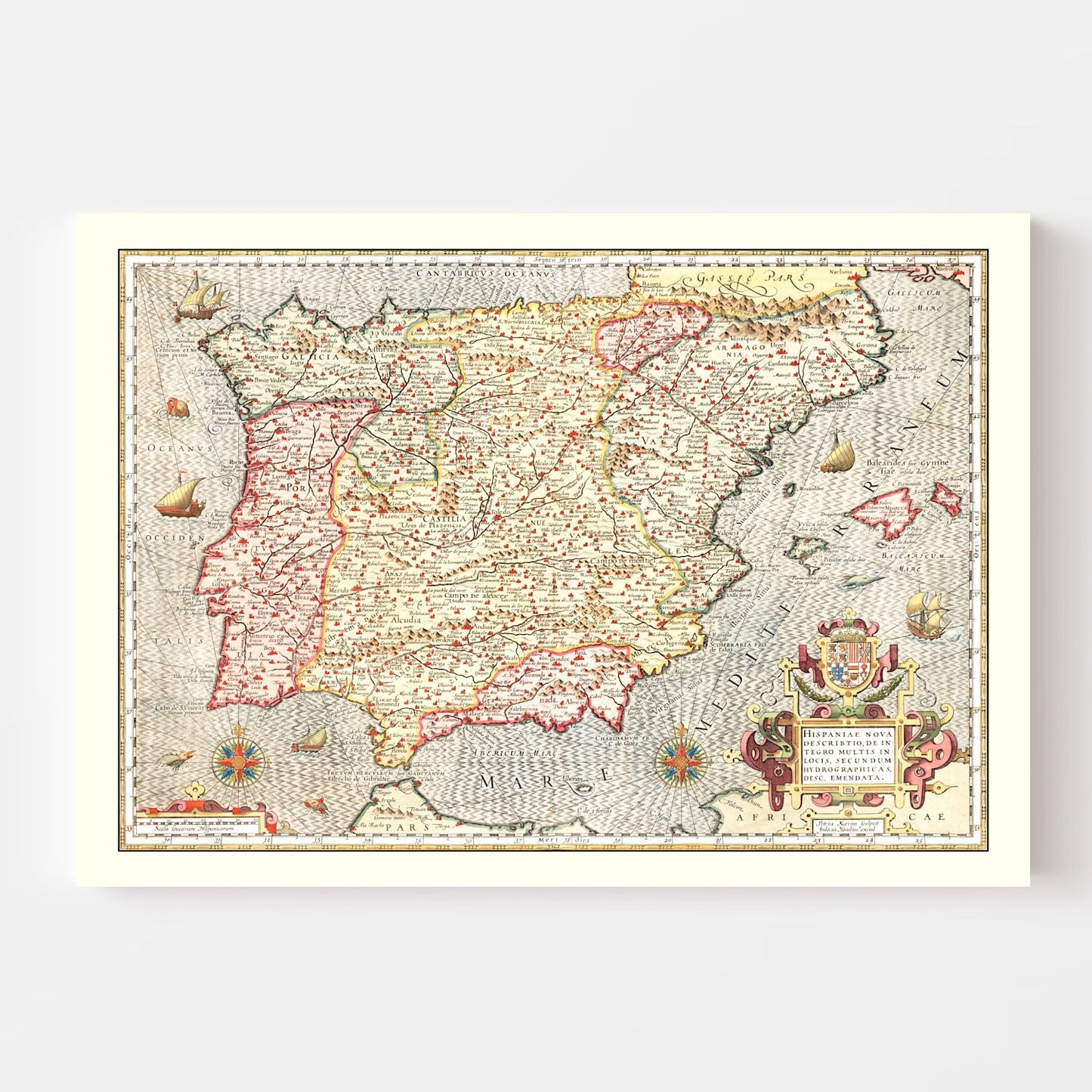 Vintage Map of Spain, 1623