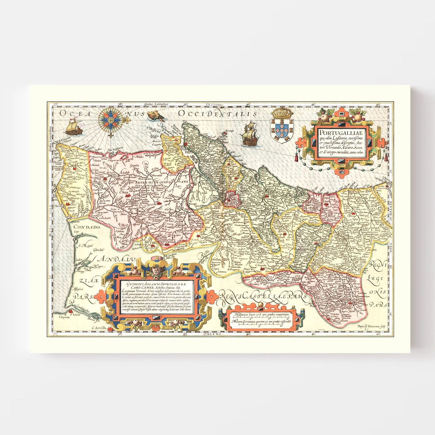 Vintage Map of Portugal, 1623