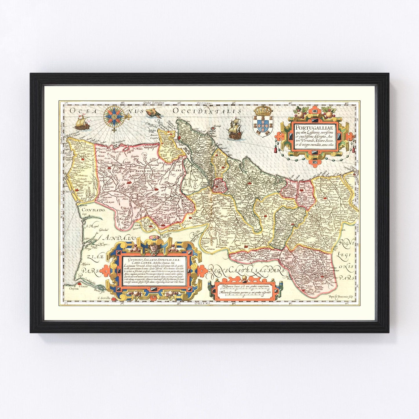 Vintage map of Portugal, 1623