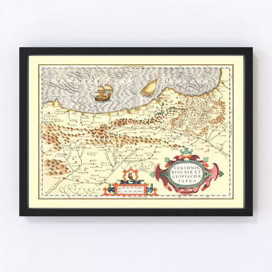 Vintage map of the Basque Regions of Spain, 1623