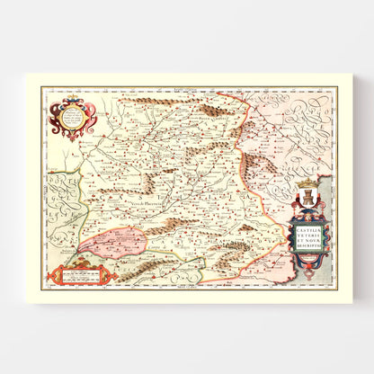 Vintage Map of Castile, Spain, 1623