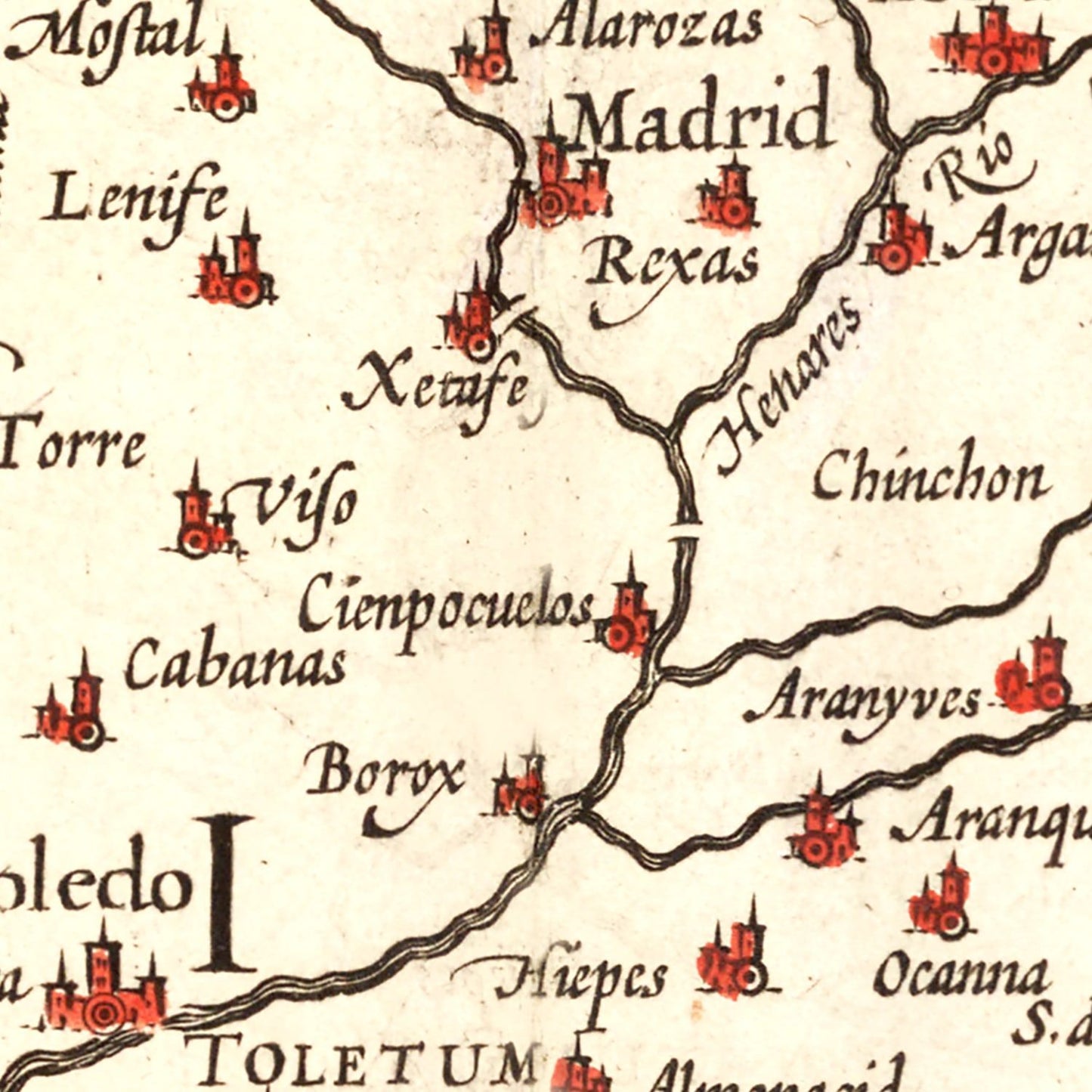 Vintage Map of Castile, Spain, 1623