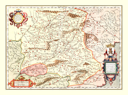 Vintage Map of Castile, Spain, 1623