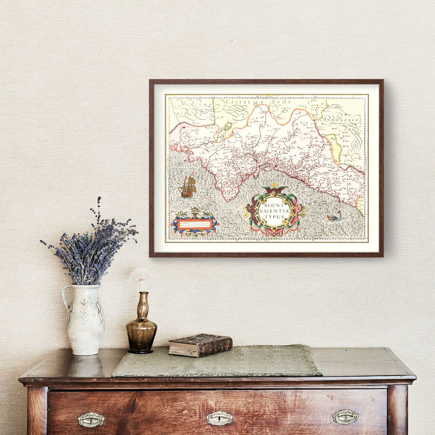 Vintage Map of Valencia, Spain, 1623