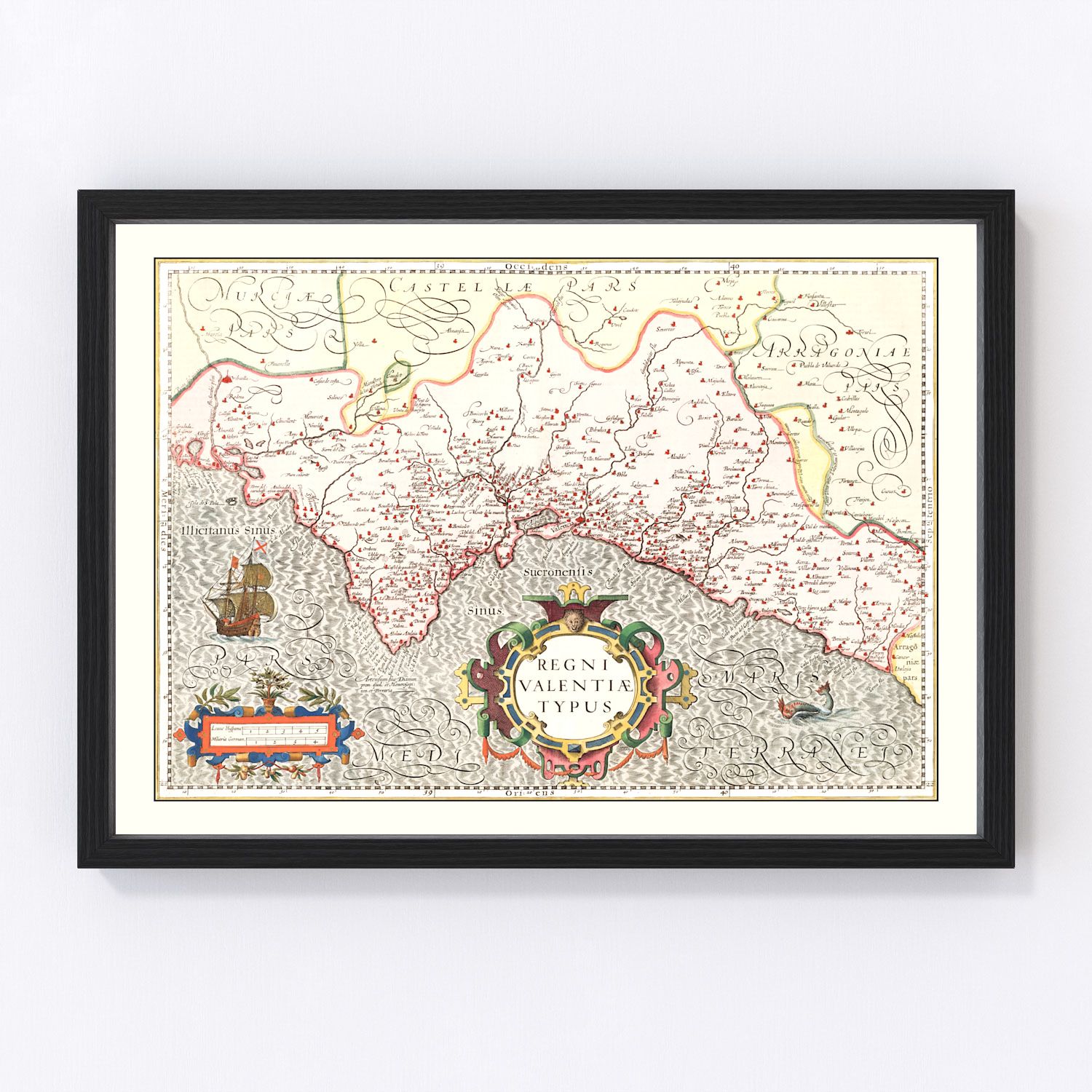 Vintage map of Valencia, Spain, 1623