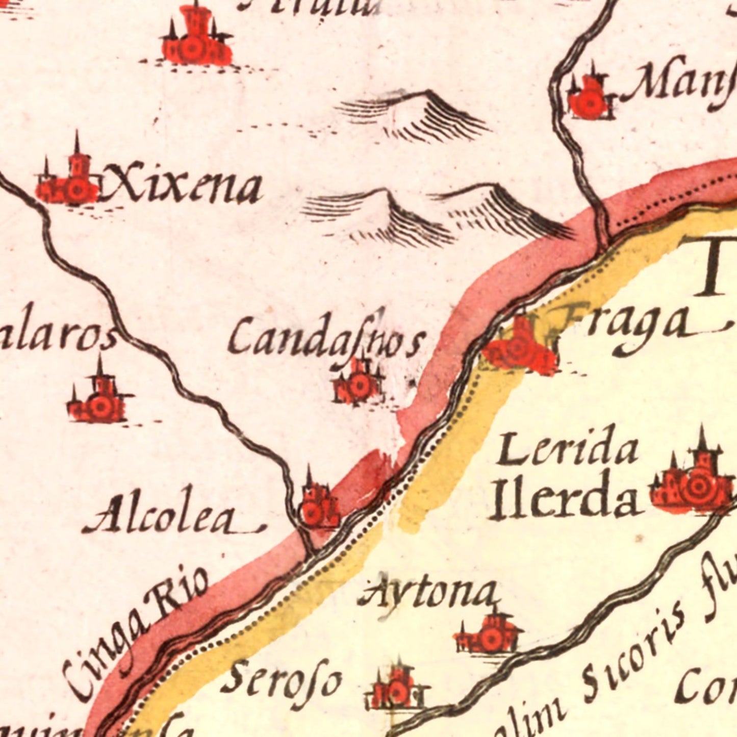 Vintage Map of Aragon and Catalonia, Spain, 1623