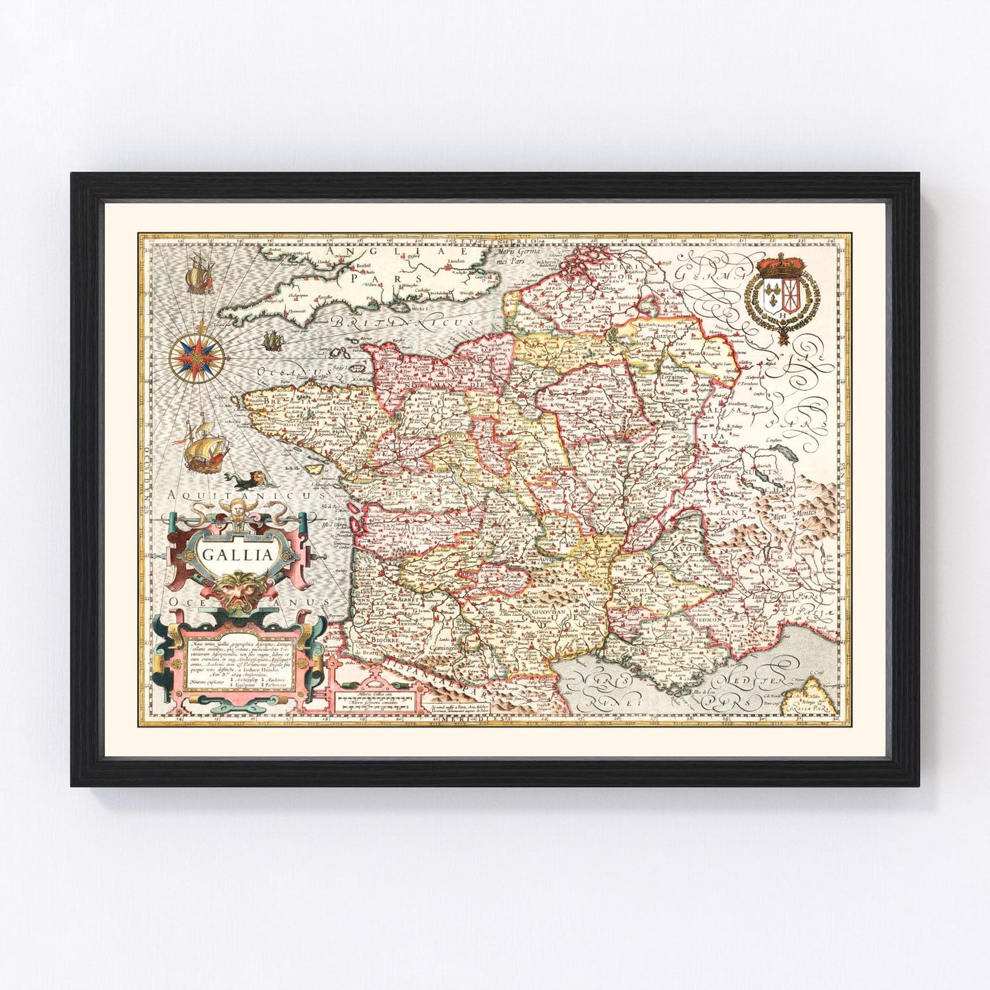 Vintage map of Gaul, France, 1623
