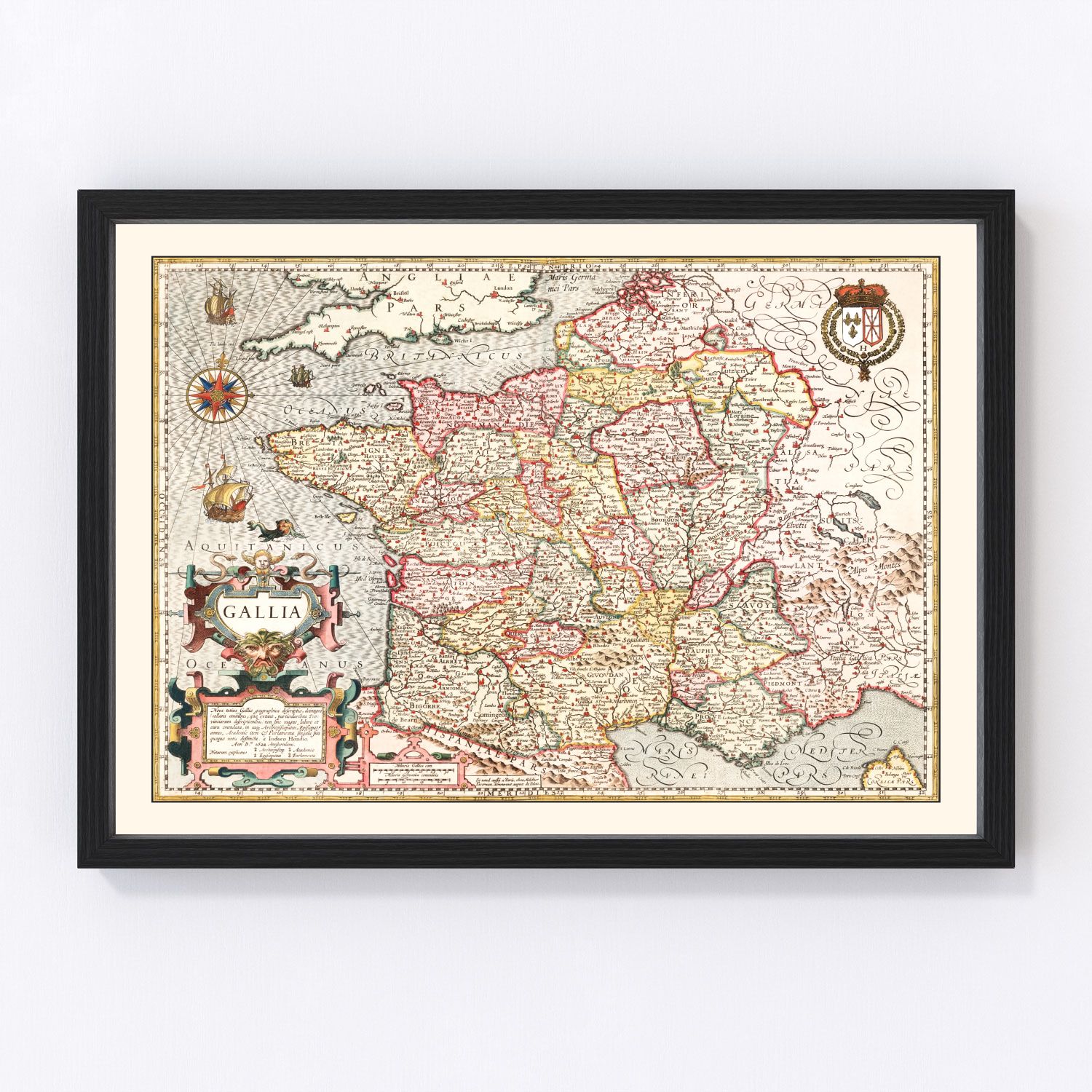 Vintage map of Gaul, France, 1623