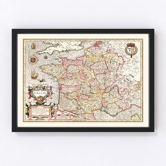 Vintage map of Gaul, France, 1623