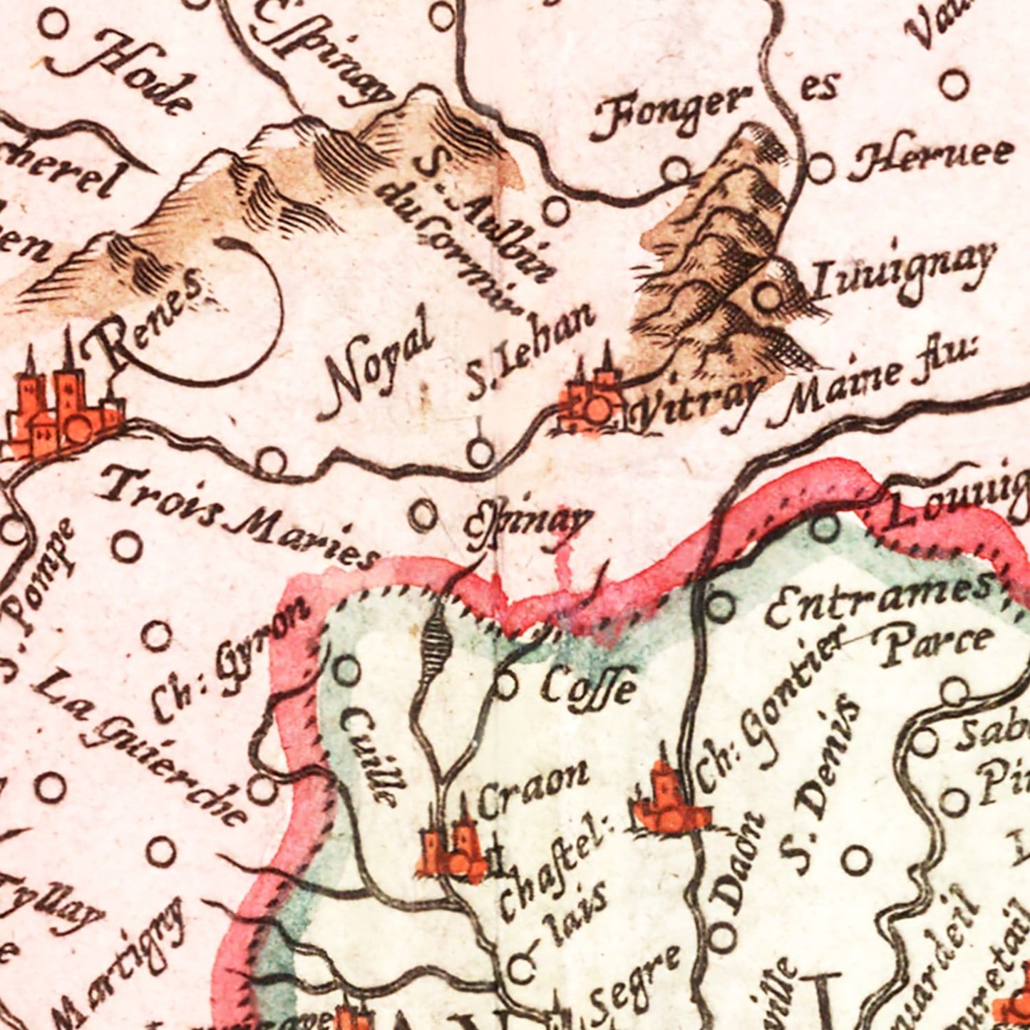 Vintage Map of Brittany and Normandy, France, 1623