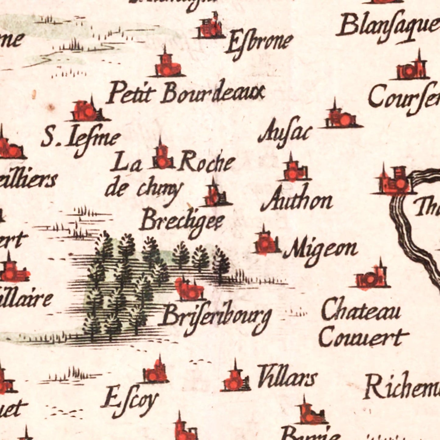Vintage Map of Saintonge, France, 1623