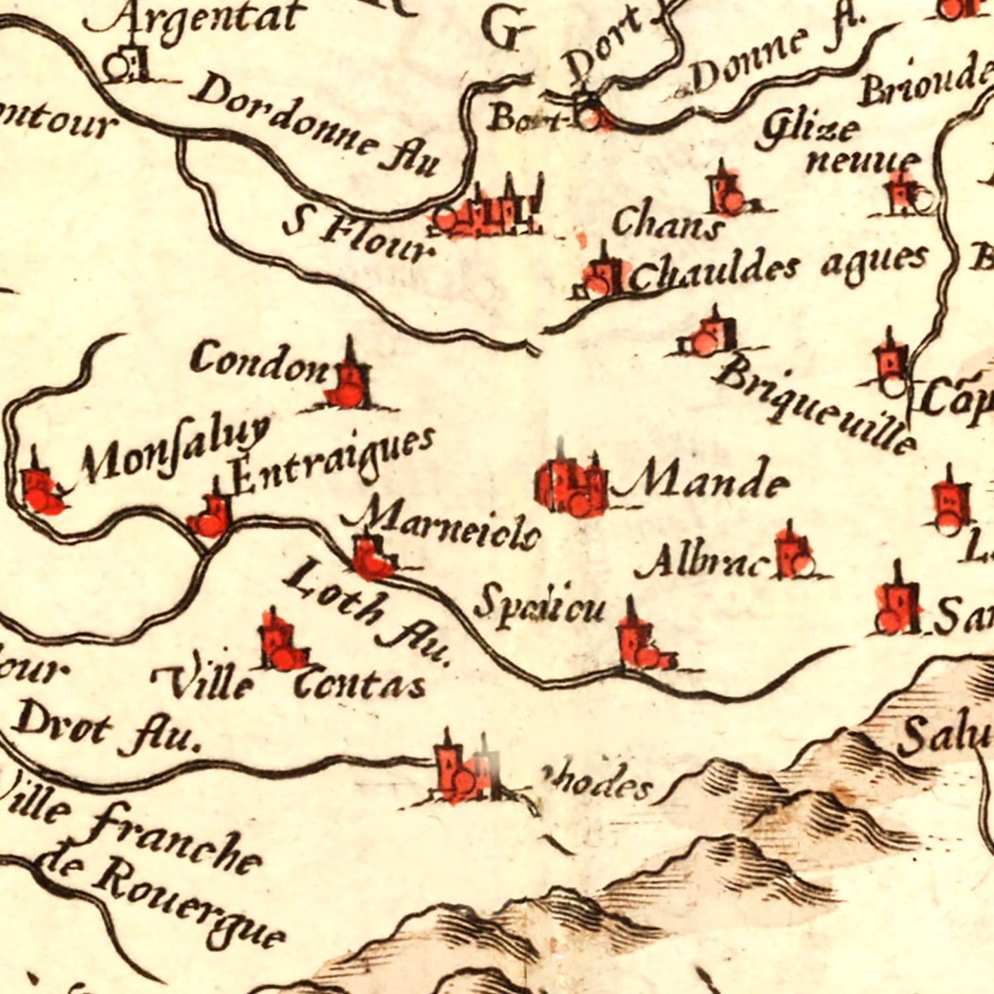 Vintage Map of Aquitaine, France, 1623
