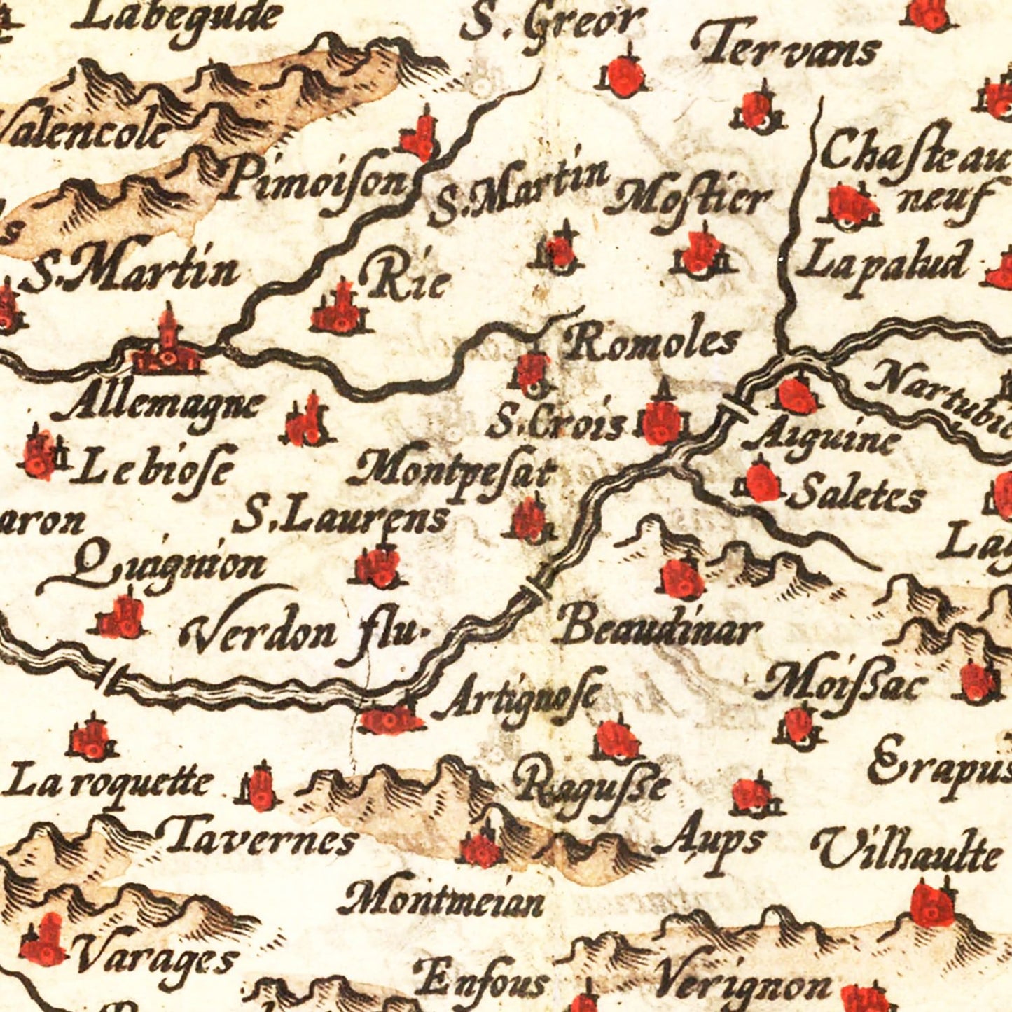 Vintage Map of the Gaul Region of France, 1623
