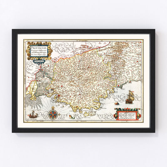 Vintage map of the Gaul region of France, 1623