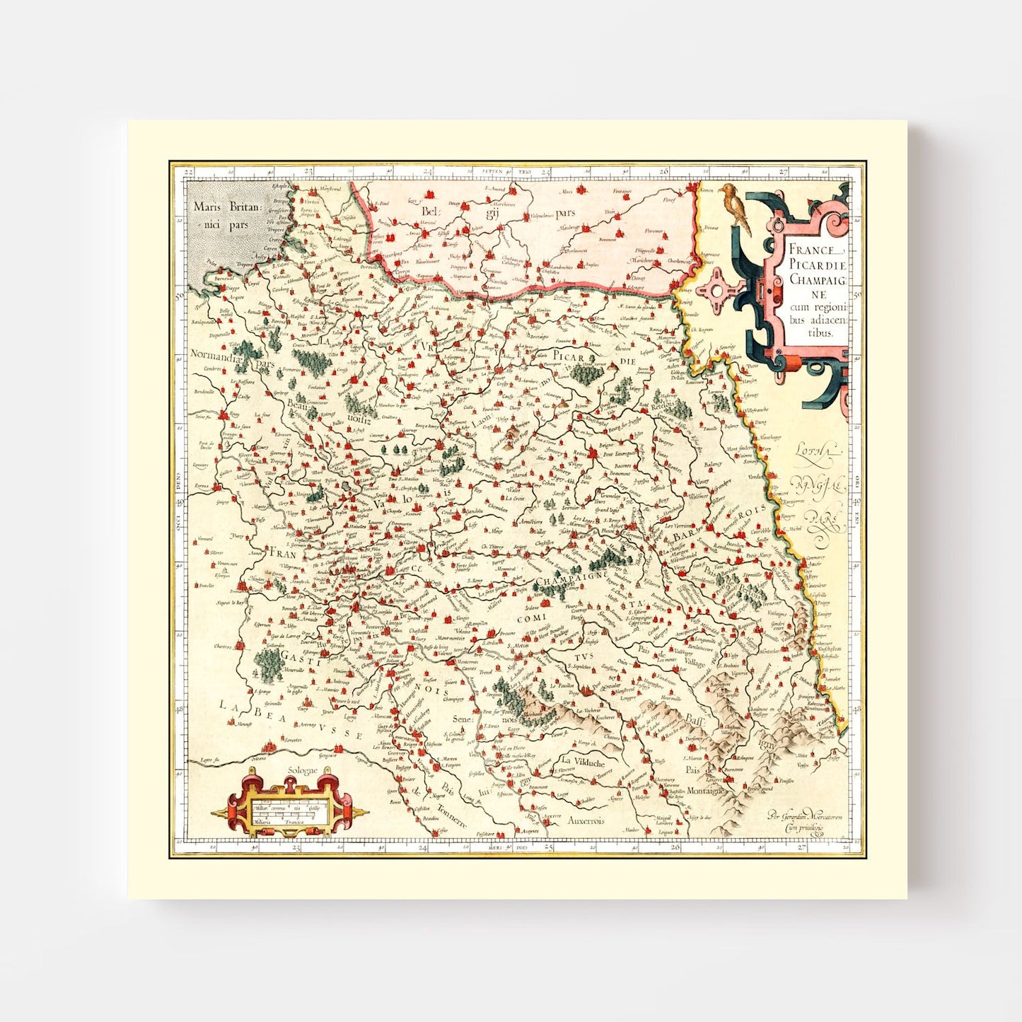 Vintage Map of Champagne, France, 1623
