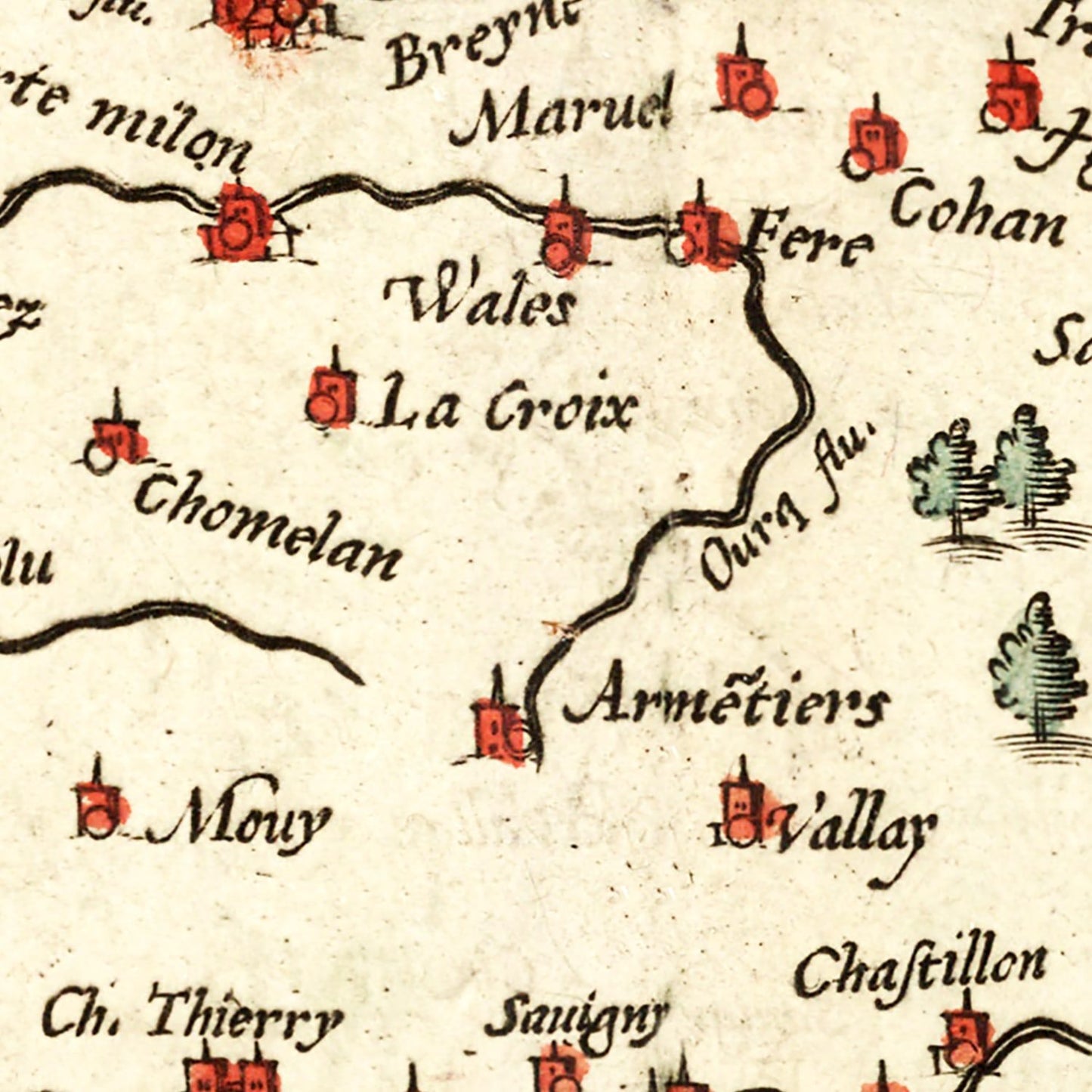 Vintage Map of Champagne, France, 1623