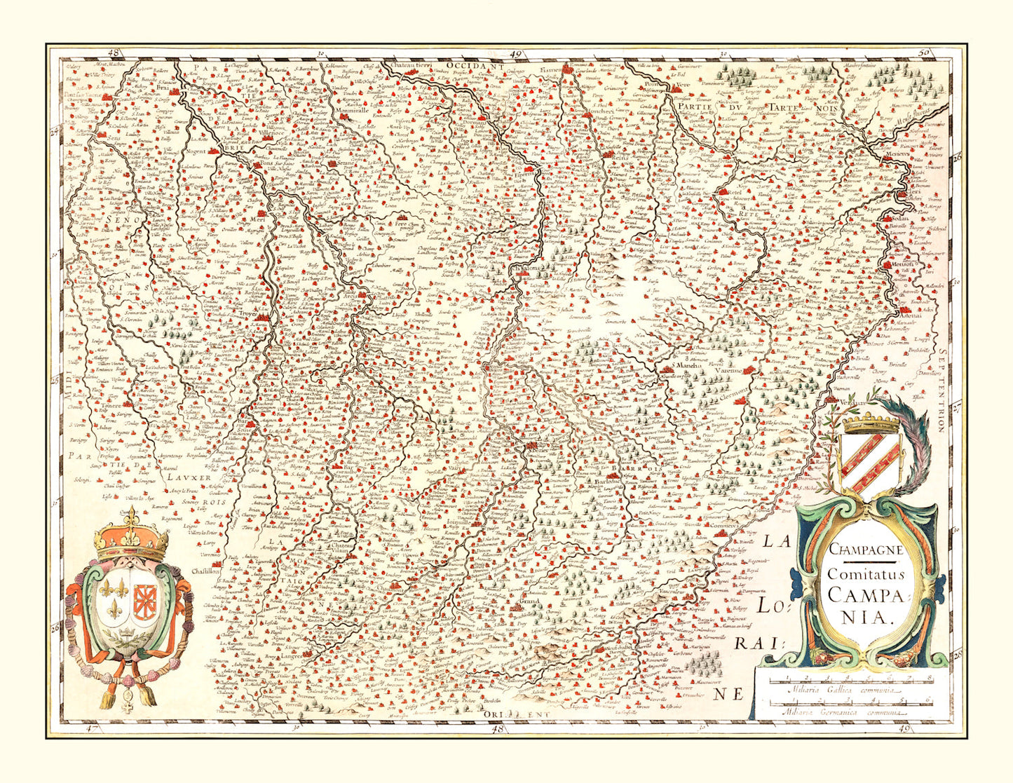 Vintage Map of the Champagne Region, France, 1623