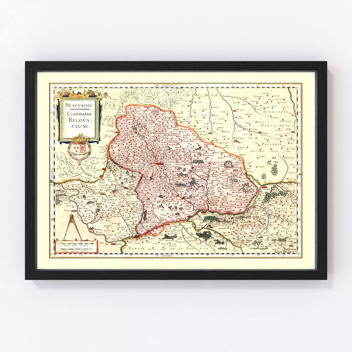 Vintage map of Beauvais, France, 1623