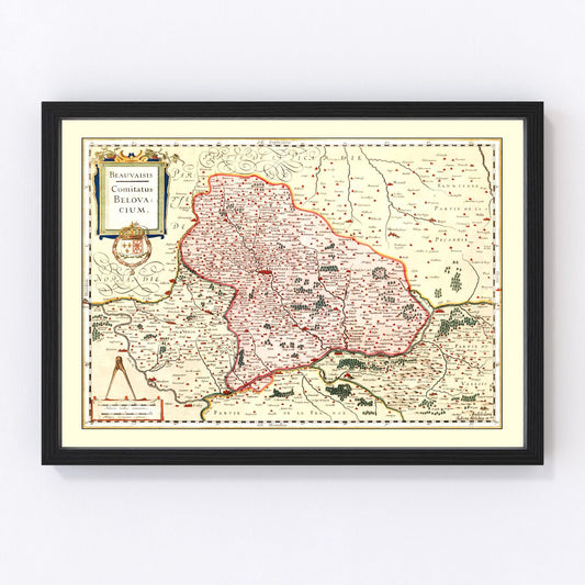 Vintage map of Beauvais, France, 1623