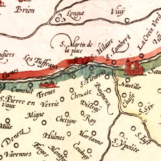 Vintage Map of Anjou, France, 1623
