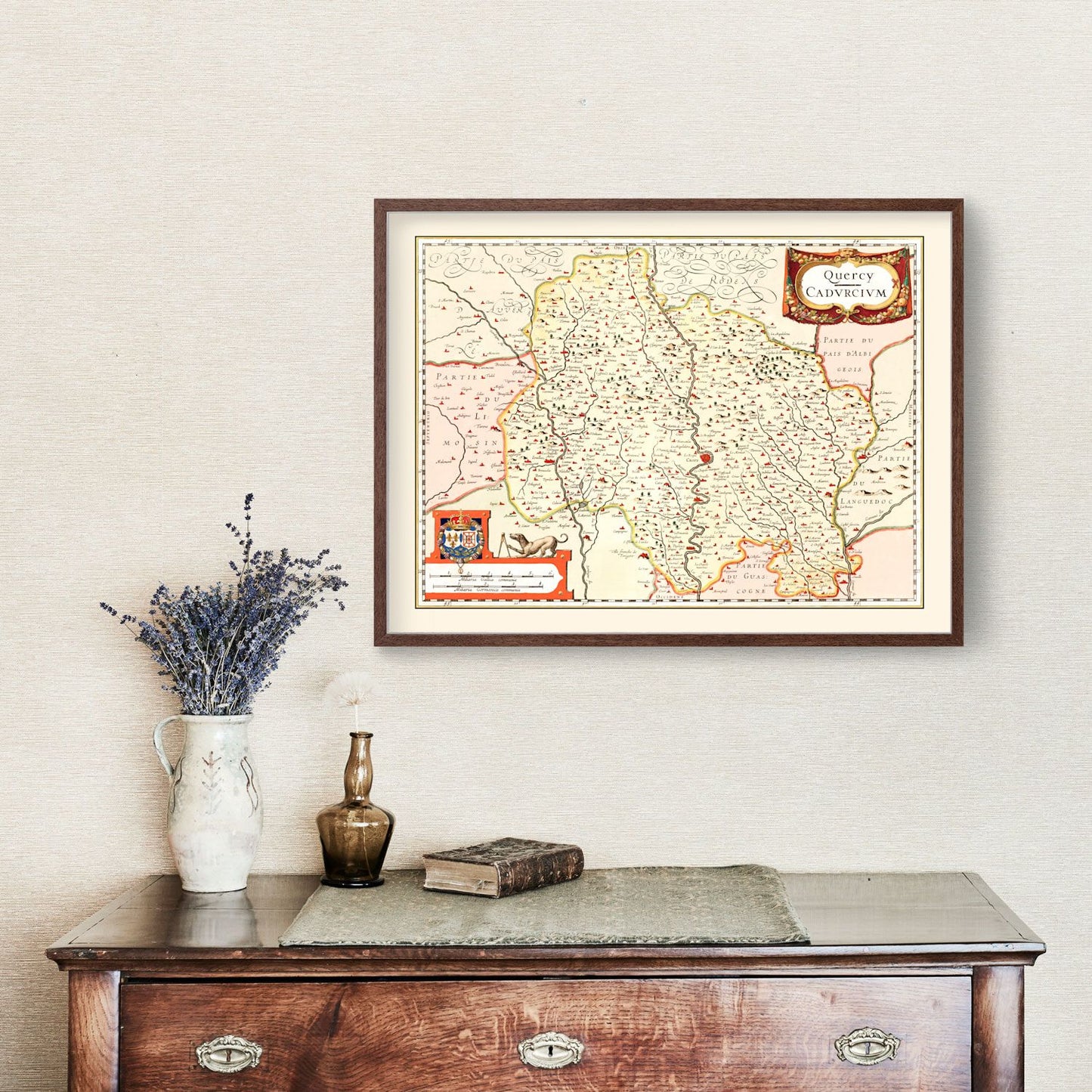 Vintage Map of Quercy, France, 1623