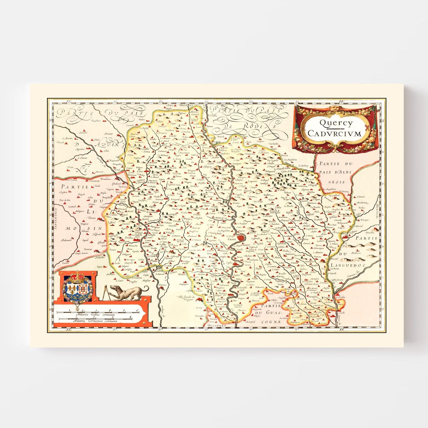 Vintage Map of Quercy, France, 1623