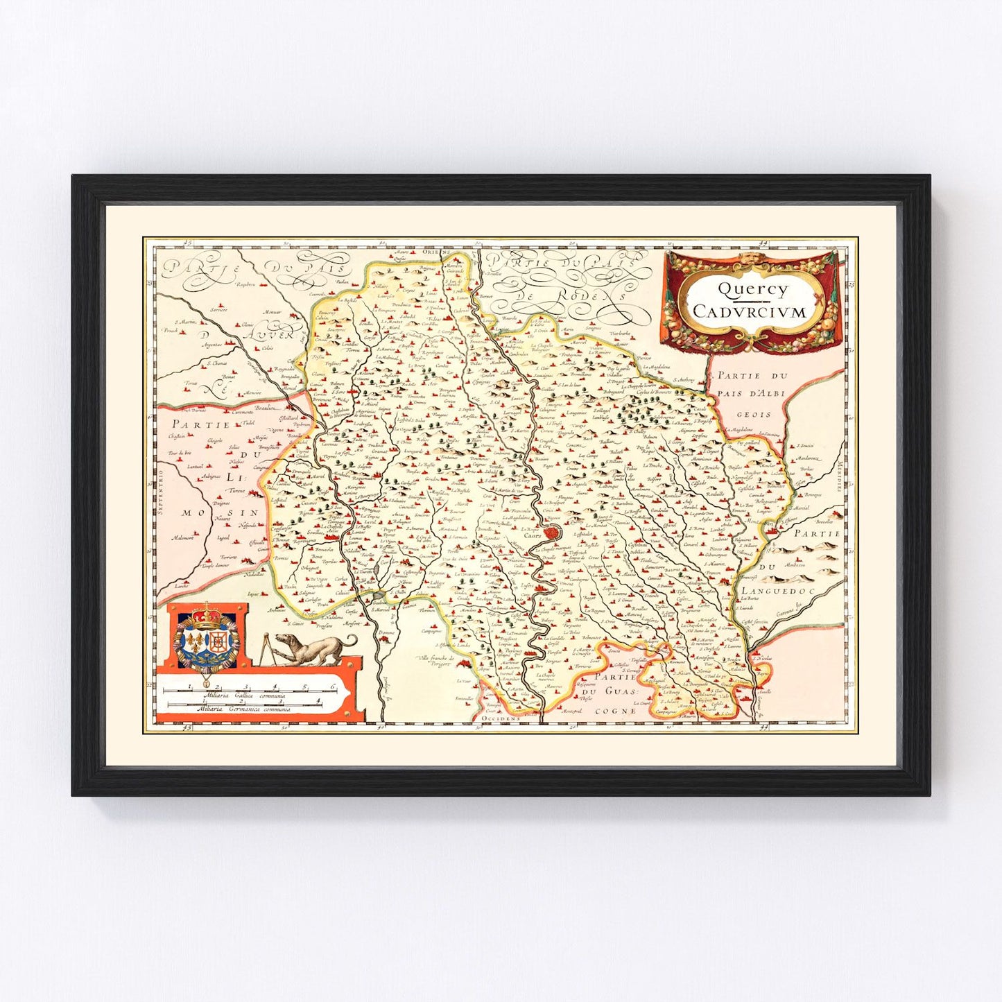 Vintage map of Quercy, France, 1623